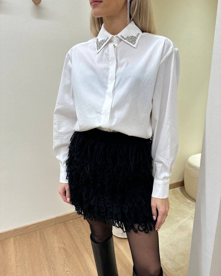 Minigonna punto pelliccia nera Kontatto Shop Online Minigonna punto pelliccia nera Kontatto