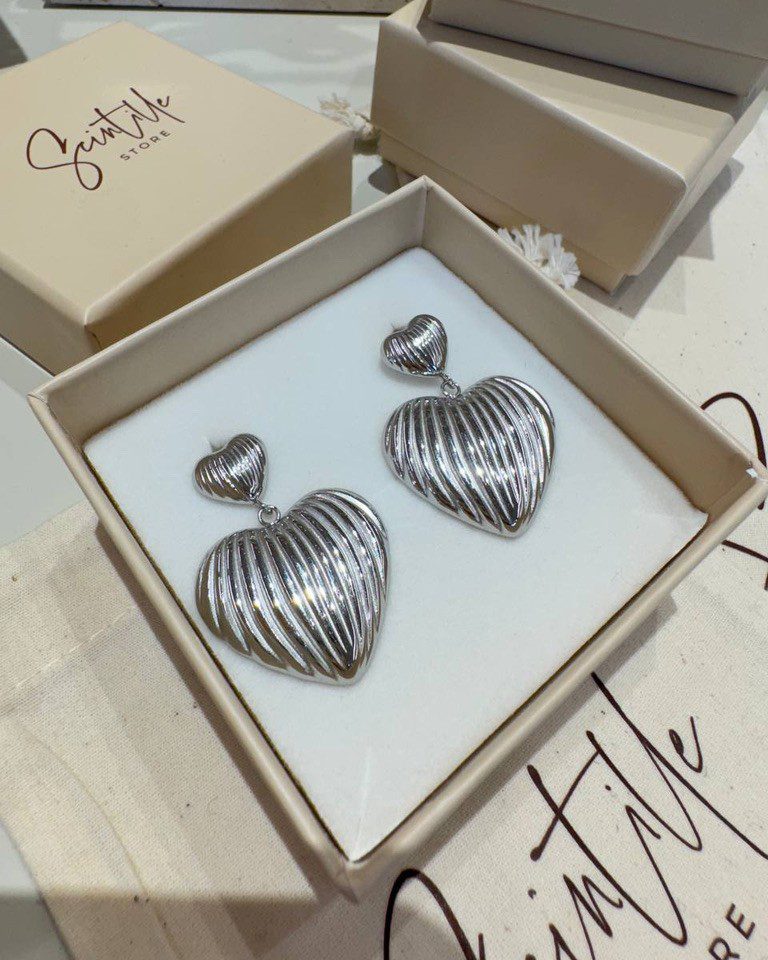 Orecchini argentati pendenti doppio cuore Shop Online Orecchini argentati pendenti doppio cuore