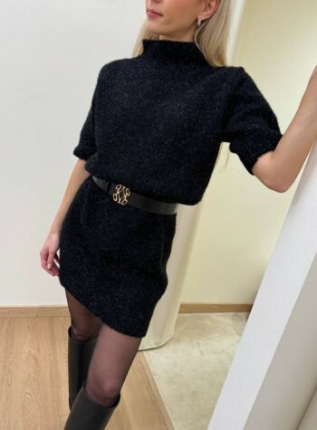 Shop Online Abito corto in maglia lurex nero HaveOne