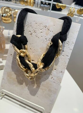 Shop Online Collana intrecciata nera e oro