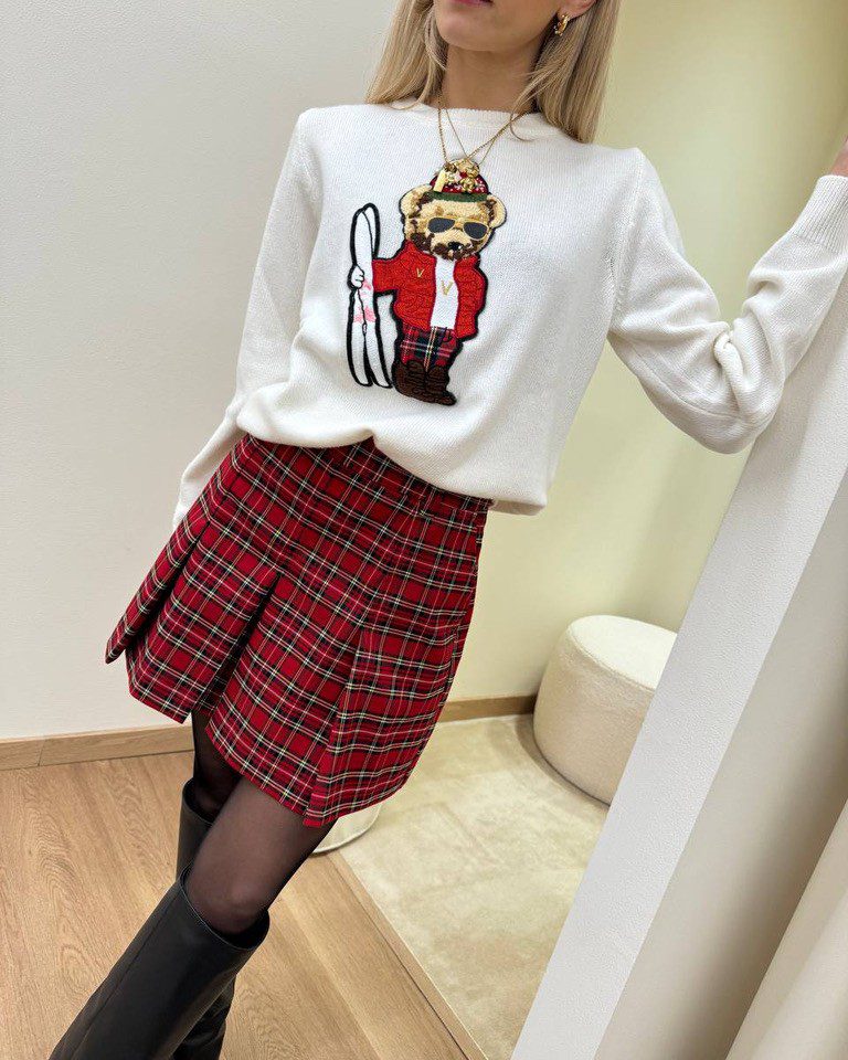 Minigonna a pieghe check rosso Vicolo Shop Online Minigonna a pieghe check rosso Vicolo