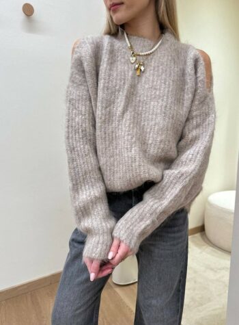 Shop Online Maglione beige con cut out Vicolo