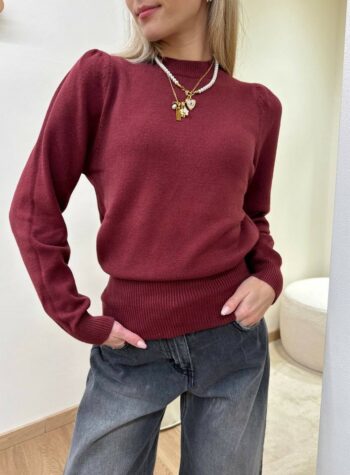 Shop Online Maglia bordeaux maniche arricciate Susy Mix