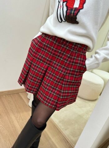 Shop Online Minigonna a pieghe check rosso Vicolo