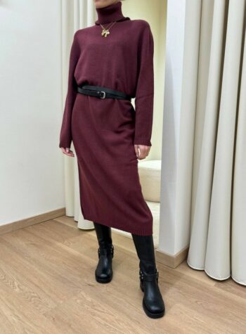 Abito in maglia collo alto bordeaux Susy Mix Shop Online Abito in maglia collo alto bordeaux Susy Mix