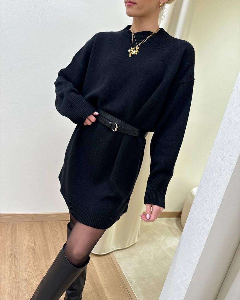 Abito corto over in maglia nero Vicolo Shop Online Abito corto over in maglia nero Vicolo