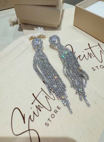 Shop Online Orecchini cascata strass con pietra goccia argentati