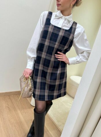 Shop Online Abito corto check tortora Vicolo