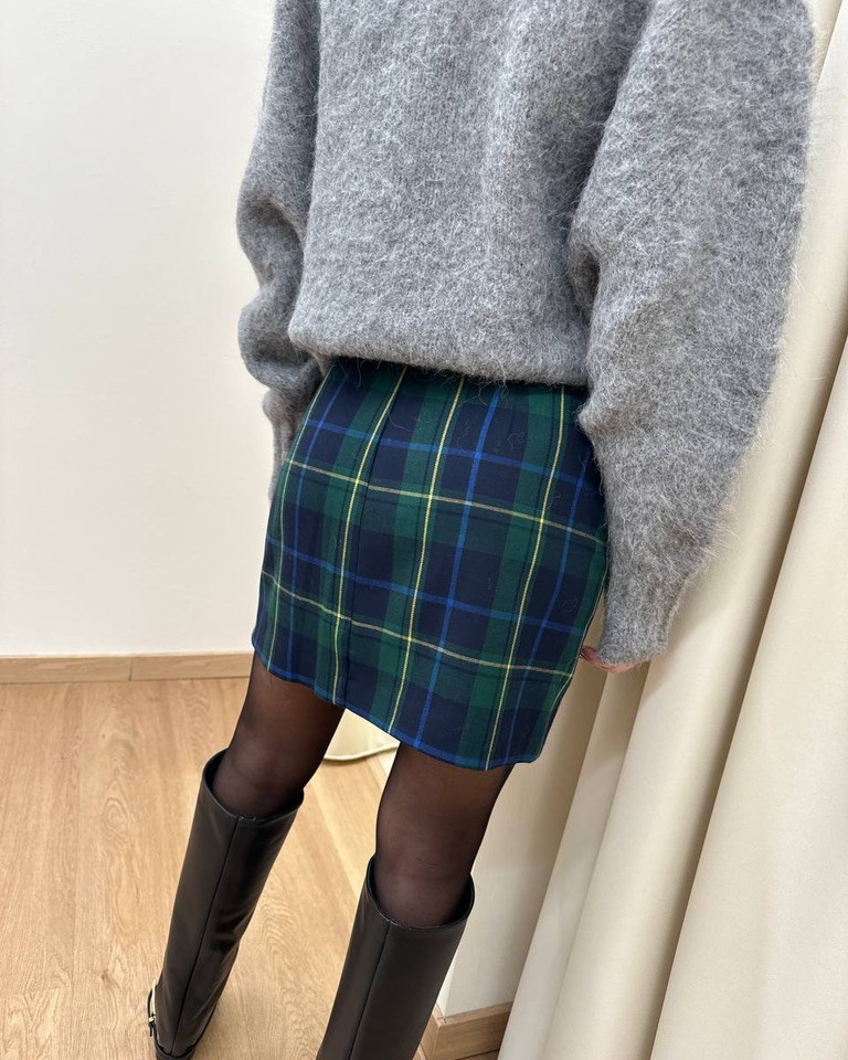 Minigonna check verde Vicolo Shop Online Minigonna check verde Vicolo