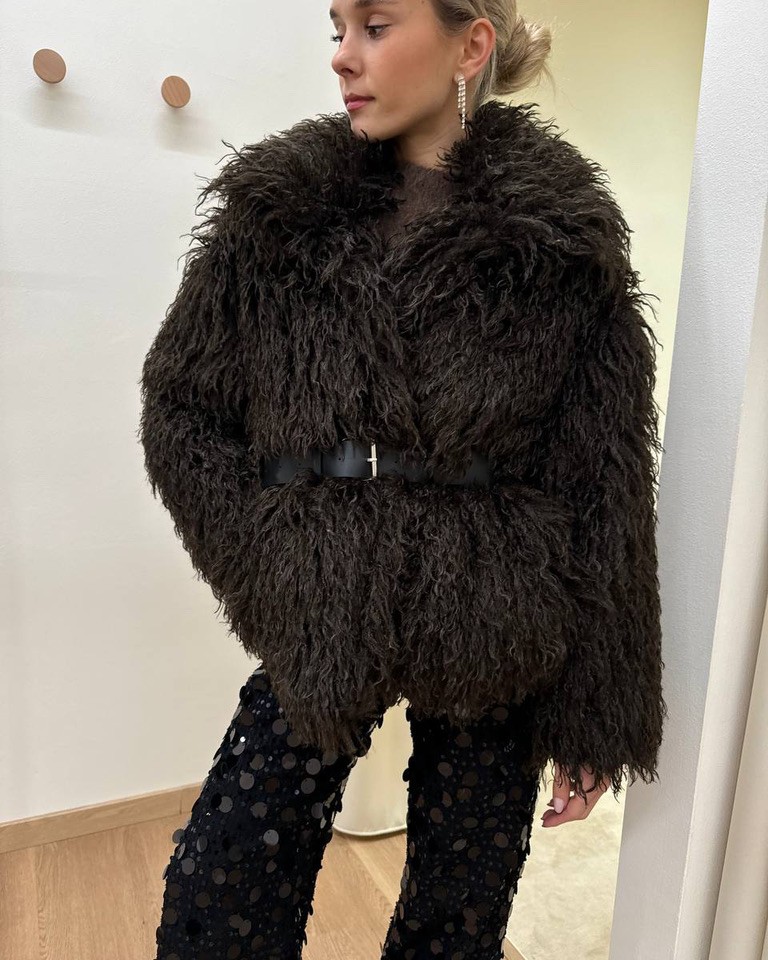 Pelliccia moro con cintura Vicolo Shop Online Pelliccia moro con cintura Vicolo