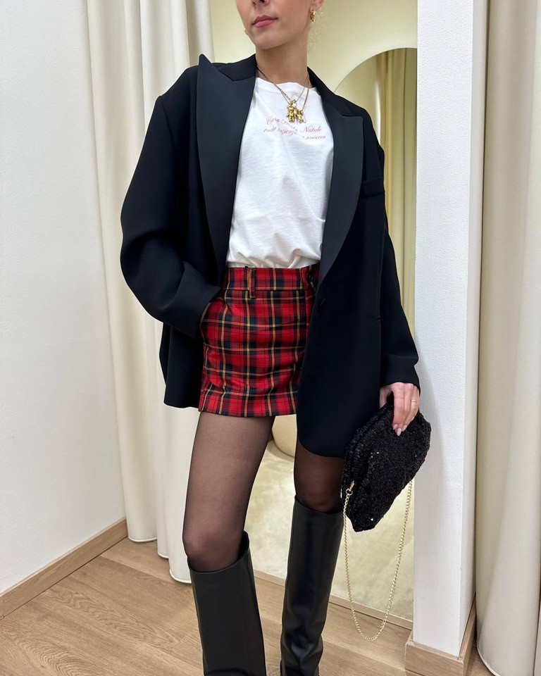 Gonna pantaloncino check rosso Vicolo Shop Online Gonna pantaloncino check rosso Vicolo