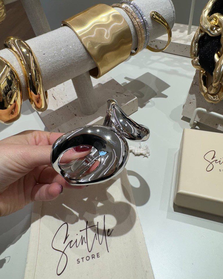 Bracciale argentato doppia goccia aperta Shop Online Bracciale argentato doppia goccia aperta