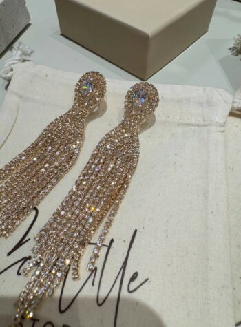 Shop Online Orecchini cascata strass con pietra goccia dorati