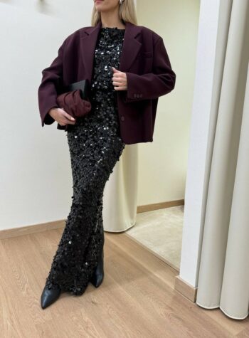 Shop Online Blazer oversize cropped bordeaux Vicolo