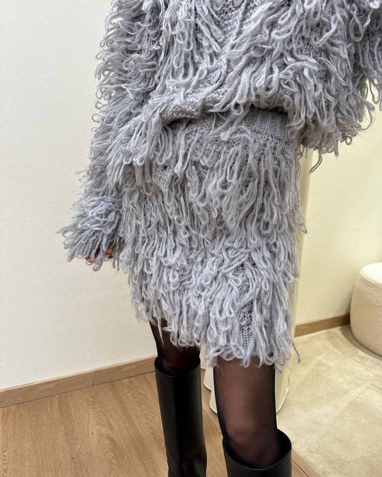 Minigonna punto pelliccia grigio perla Kontatto Shop Online Minigonna punto pelliccia grigio perla Kontatto