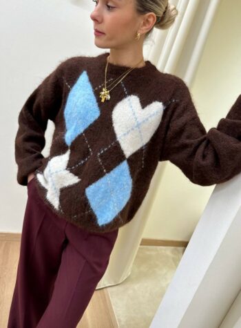 Shop Online Maglia intarsio cuore stella moro Susy Mix