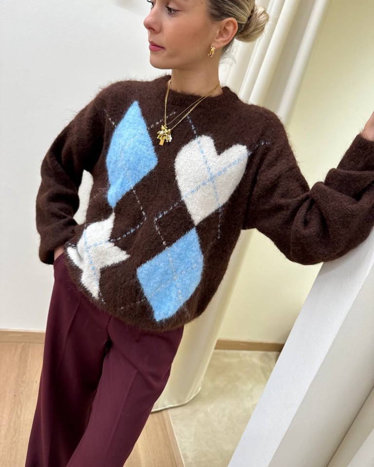 Maglia intarsio cuore stella moro Susy Mix Shop Online Maglia intarsio cuore stella moro Susy Mix