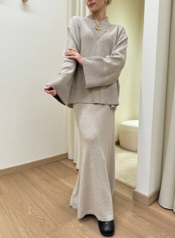 Shop Online Gonna lunga in maglia tortora Vicolo