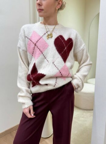 Maglia intarsio cuore stella burro Susy Mix Shop Online Maglia intarsio cuore stella burro Susy Mix