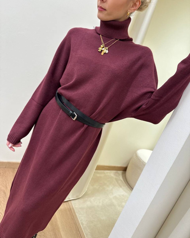Abito in maglia collo alto bordeaux Susy Mix Shop Online Abito in maglia collo alto bordeaux Susy Mix