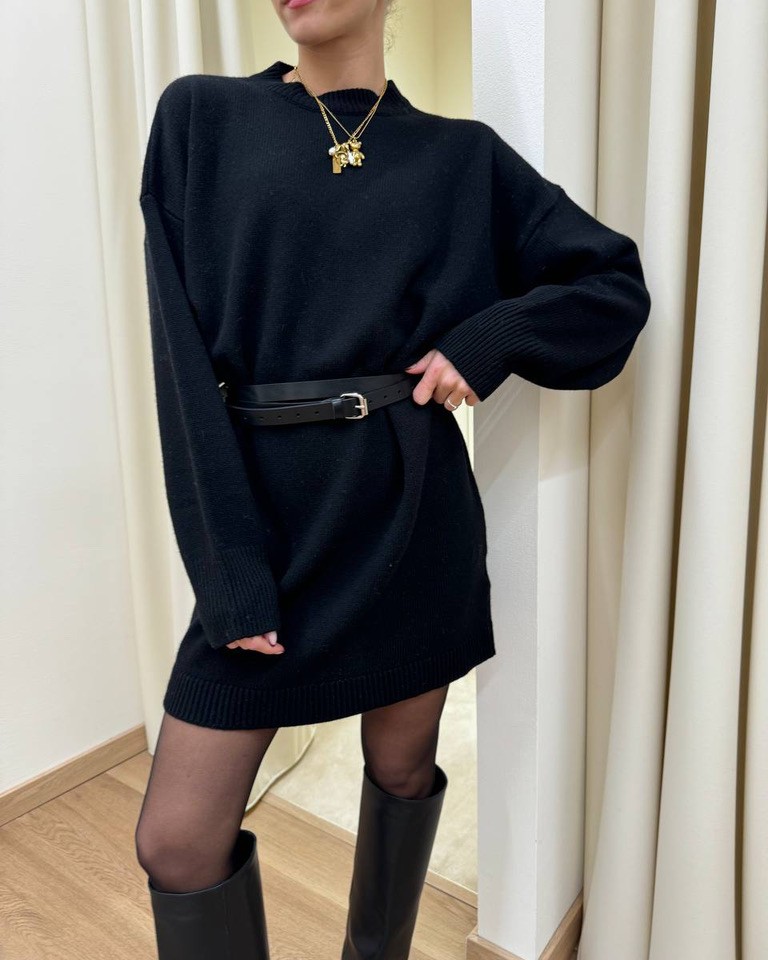 Abito corto over in maglia nero Vicolo Shop Online Abito corto over in maglia nero Vicolo