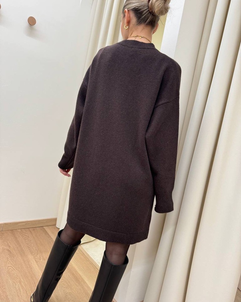 Abito corto over in maglia moro Vicolo Shop Online Abito corto over in maglia moro Vicolo