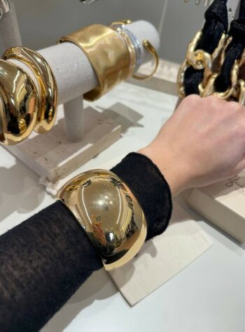 Shop Online Bracciale dorato a fascia larga bombata