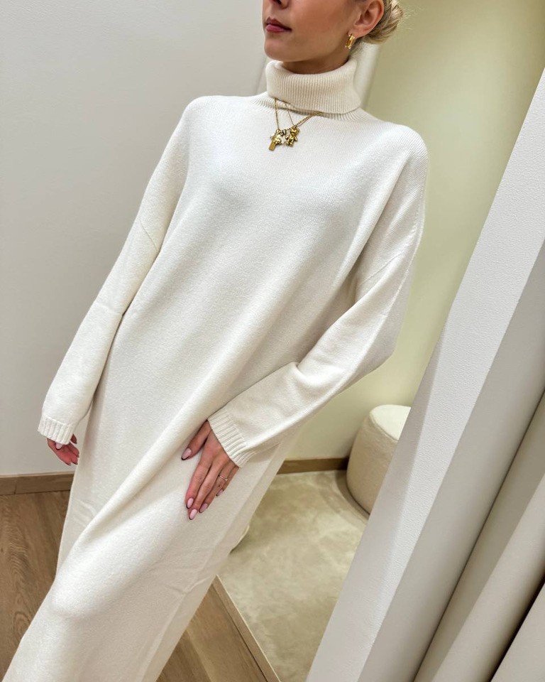 Abito in maglia collo alto burro Susy Mix Shop Online Abito in maglia collo alto burro Susy Mix