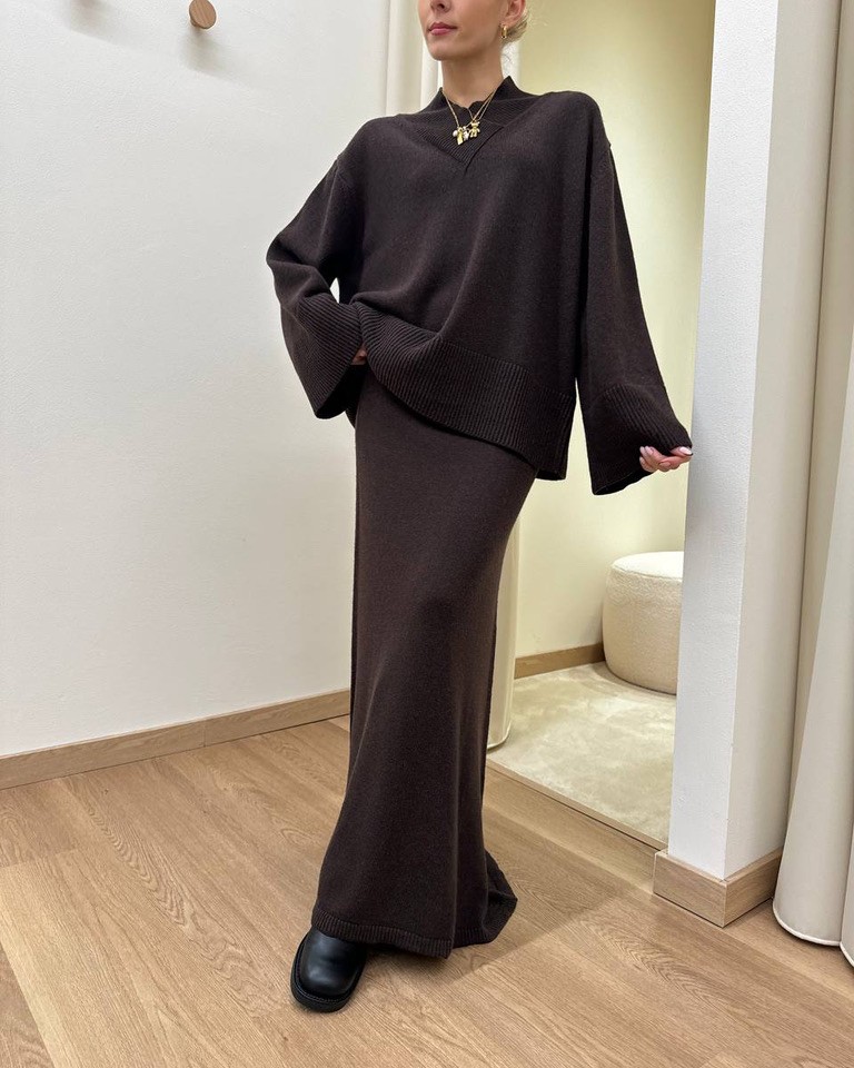 Maxi maglia moro scollo a V Vicolo Shop Online Maxi maglia moro scollo a V Vicolo