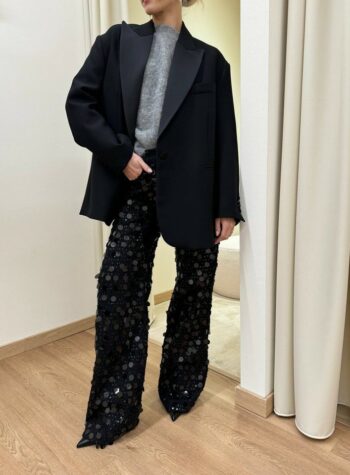 Shop Online Blazer oversize nero rever semilucido Vicolo