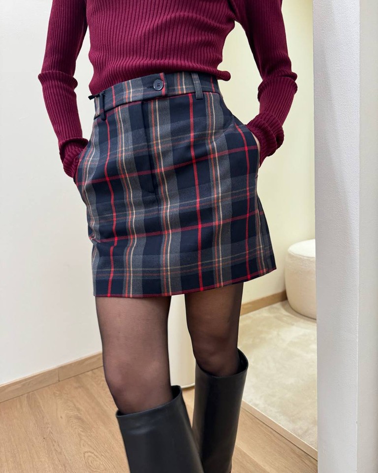 Minigonna check grigio Vicolo Shop Online Minigonna check grigio Vicolo