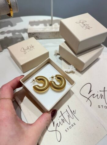 Shop Online Orecchini a campanella rigati dorati