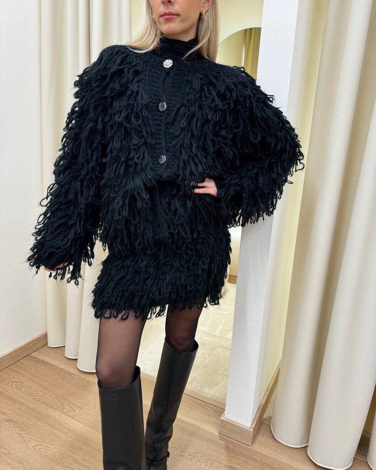 Minigonna punto pelliccia nera Kontatto Shop Online Minigonna punto pelliccia nera Kontatto