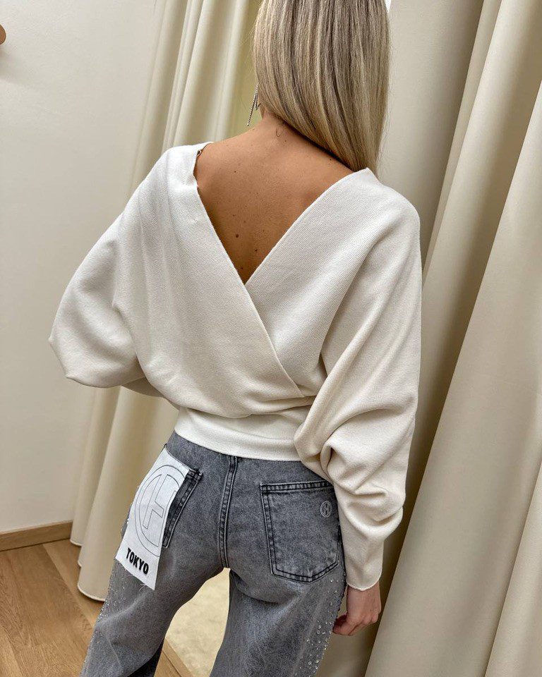 Maglia burro scollo a v maniche pipistrello HaveOne Shop Online Maglia burro scollo a v maniche pipistrello HaveOne