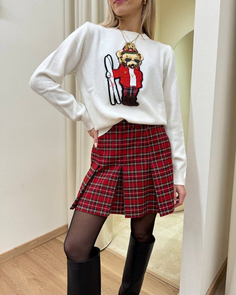 Minigonna a pieghe check rosso Vicolo Shop Online Minigonna a pieghe check rosso Vicolo