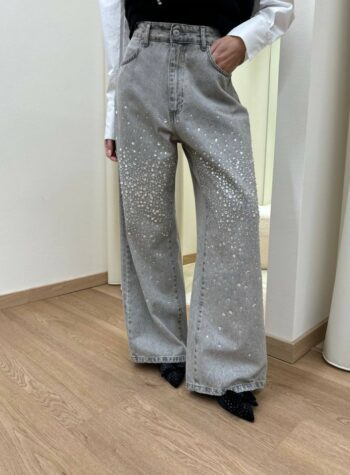 Shop Online Jeans Amelie grigio chiaro con strass sfumati HaveOne