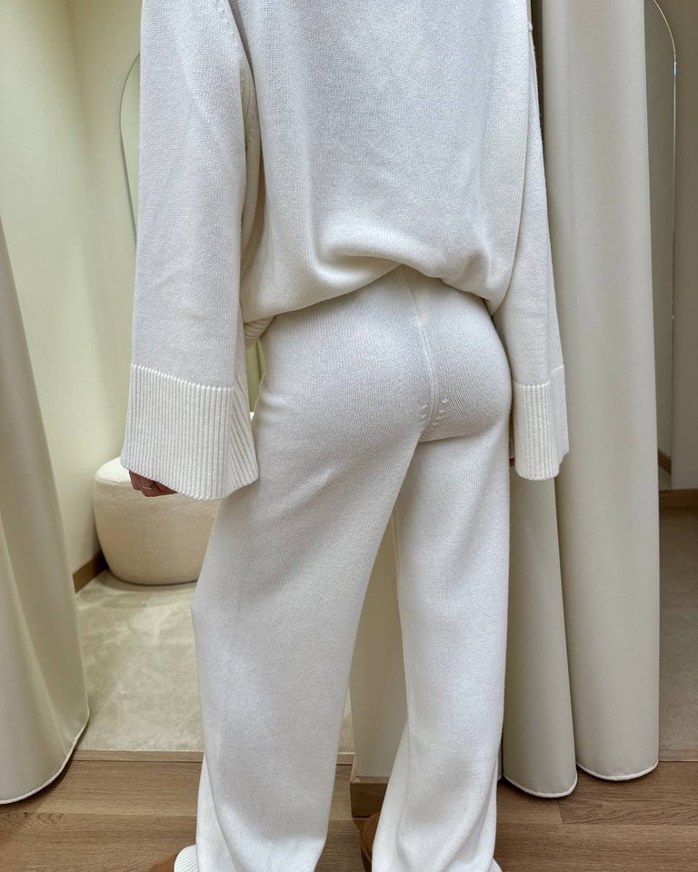 Pantalone palazzo in maglia burro Vicolo Shop Online Pantalone palazzo in maglia burro Vicolo