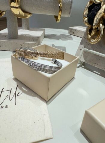 Shop Online Bracciale ad anelli intrecciati argentato