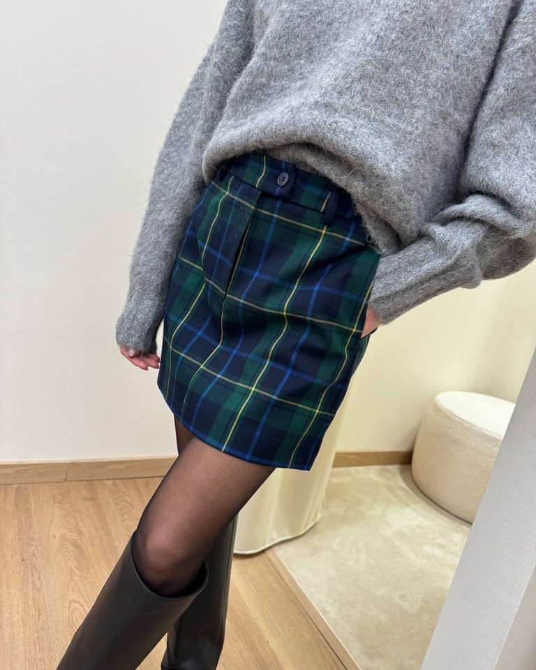 Minigonna check verde Vicolo Shop Online Minigonna check verde Vicolo