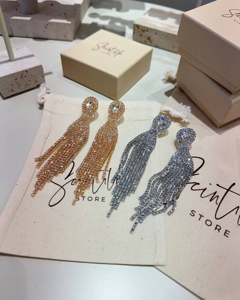 Orecchini cascata strass con pietra goccia argentati Shop Online Orecchini cascata strass con pietra goccia argentati