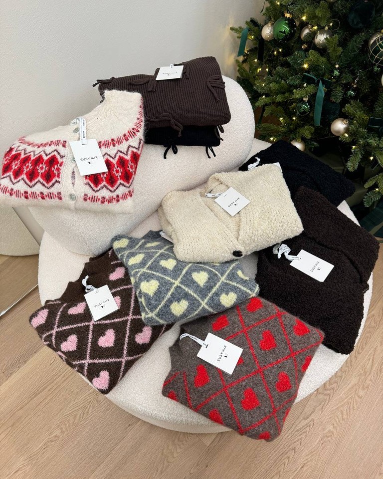 Maglione rombi e cuori rosso Susy Mix Shop Online Maglione rombi e cuori rosso Susy Mix