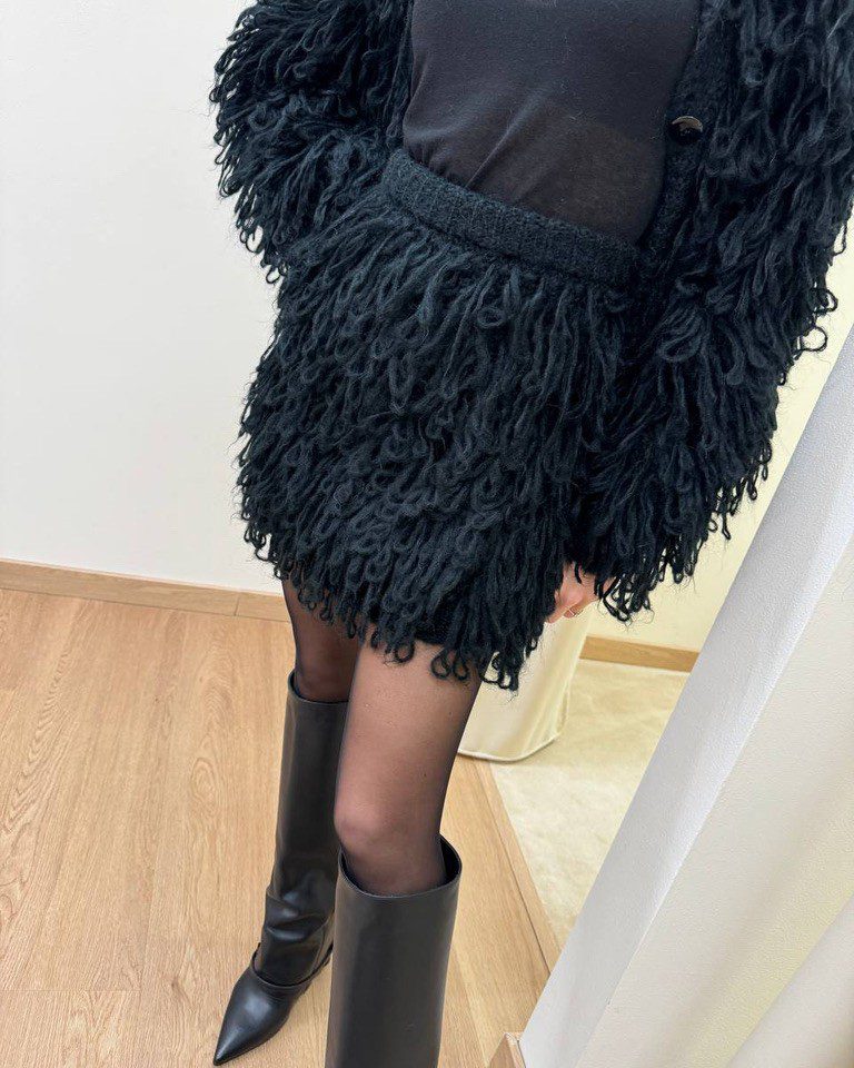 Minigonna punto pelliccia nera Kontatto Shop Online Minigonna punto pelliccia nera Kontatto