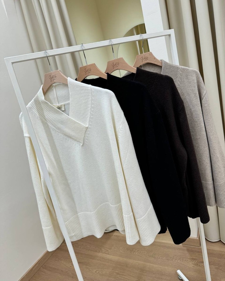 Maxi maglia tortora scollo a V Vicolo Shop Online Maxi maglia tortora scollo a V Vicolo