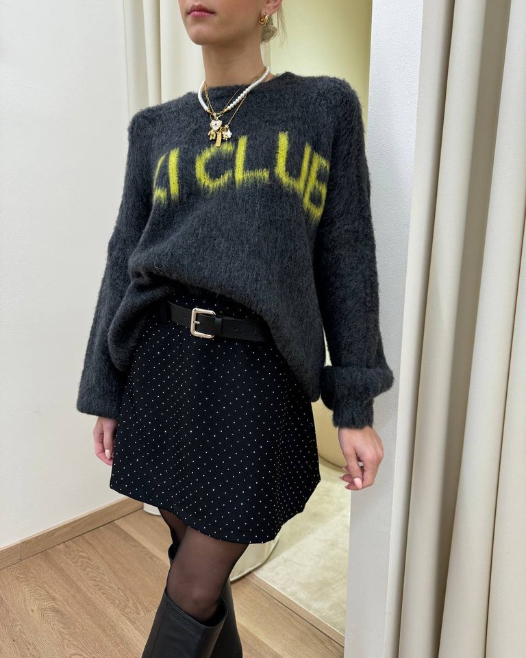 Minigonna nera con strass e cintura HaveOne Shop Online Minigonna nera con strass e cintura HaveOne