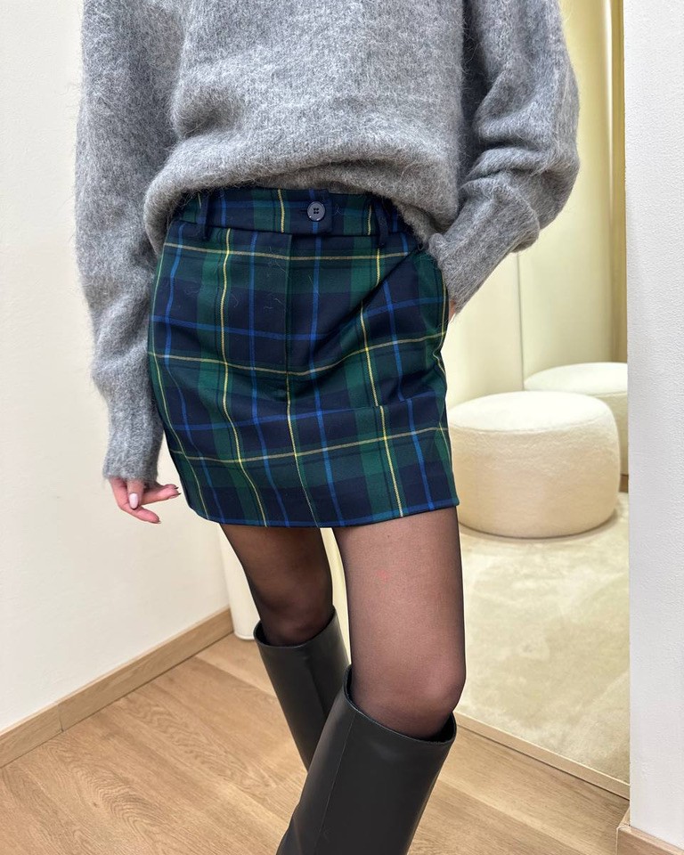 Minigonna check verde Vicolo Shop Online Minigonna check verde Vicolo