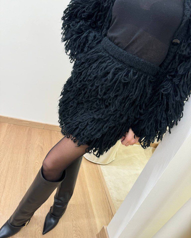 Minigonna punto pelliccia nera Kontatto Shop Online Minigonna punto pelliccia nera Kontatto