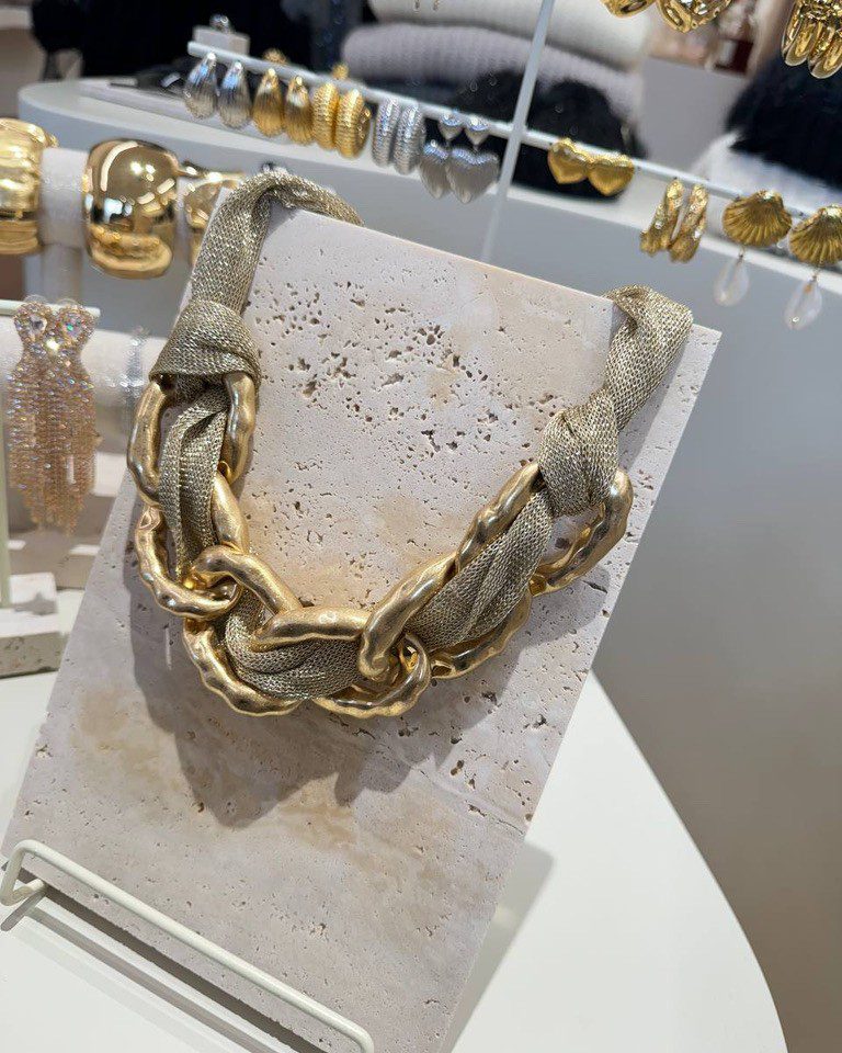 Collana intrecciata champagne e oro Shop Online Collana intrecciata champagne e oro