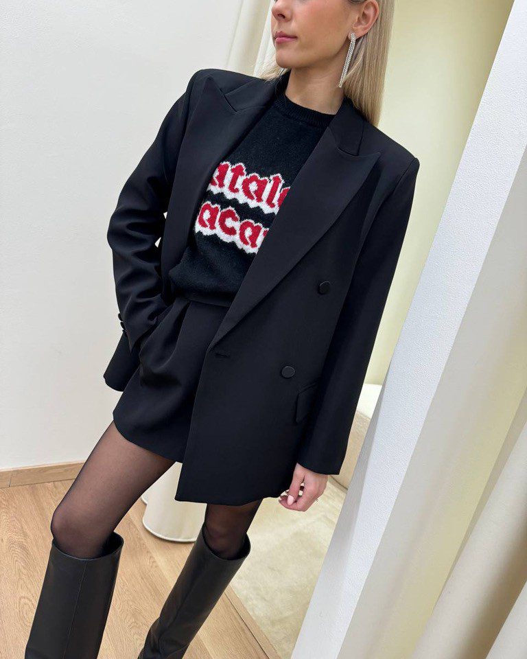 Giacca doppiopetto oversize nera Vicolo Shop Online Giacca doppiopetto oversize nera Vicolo