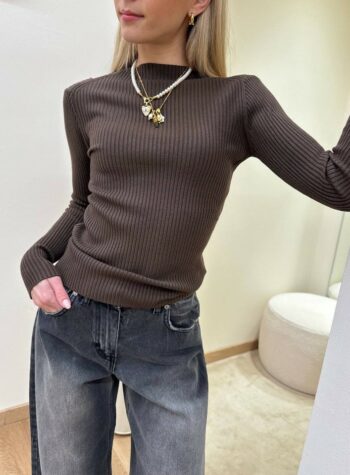 Shop Online Maglia lupetto a costine moro Susy Mix