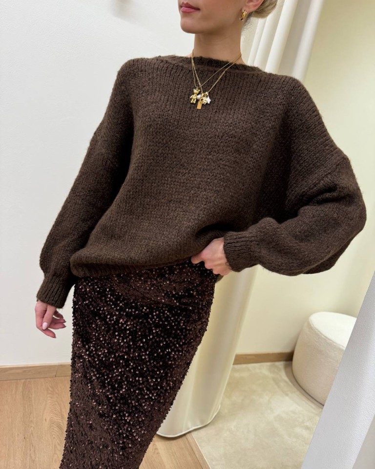 Maglione over girocollo moro Susy Mix Shop Online Maglione over girocollo moro Susy Mix